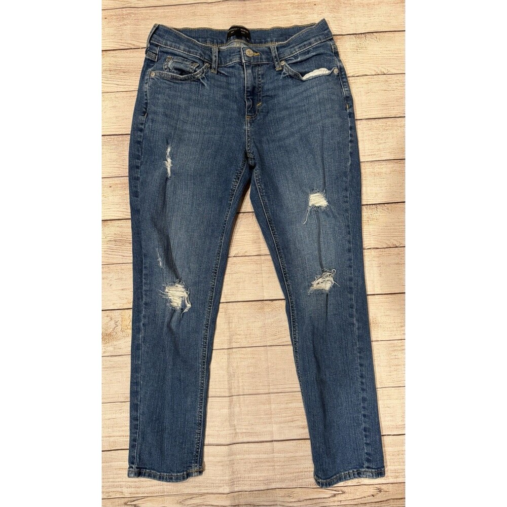 Banana Republic Girlfriend Jeans Womens 27/4 Blue Distressed Denim